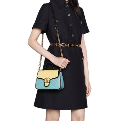 Alternative view of Replica Gucci Gg Marmont Mini Bag 583571 Butter And Pastel Blue Leather