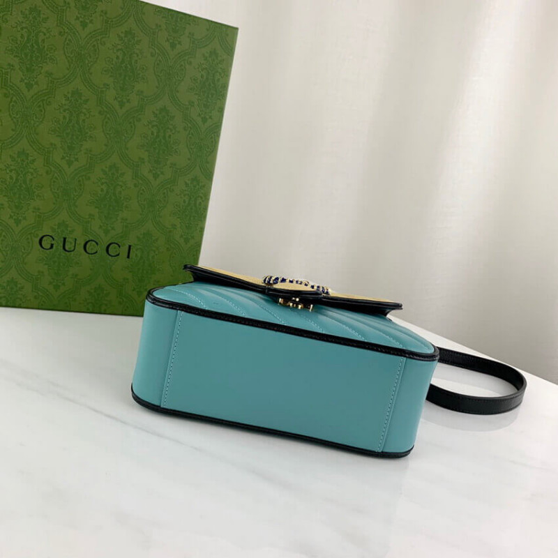 Replica Gucci Gg Marmont Mini Bag 583571 Butter And Pastel Blue Leather - Image 6