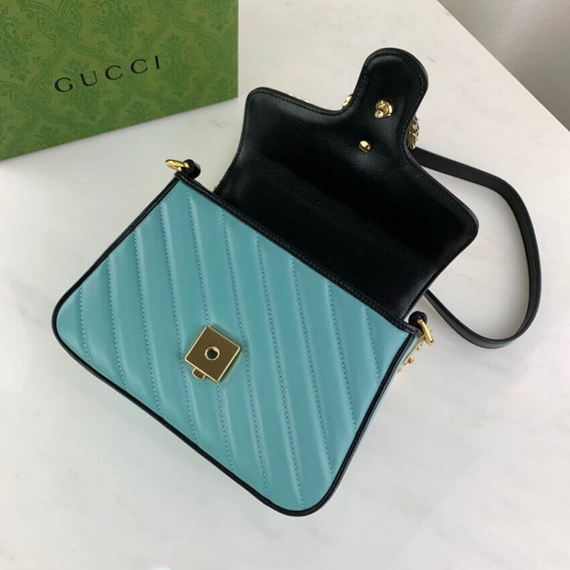Replica Gucci Gg Marmont Mini Bag 583571 Butter And Pastel Blue Leather - Image 7