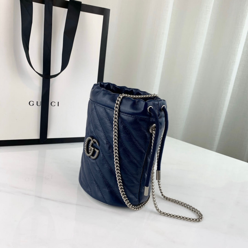 Replica Gucci Gg Marmont Mini Bucket Bag 573817 Blue - Image 4