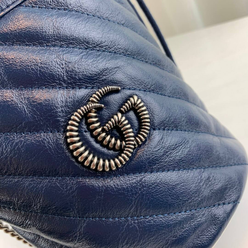 Replica Gucci Gg Marmont Mini Bucket Bag 573817 Blue - Image 6