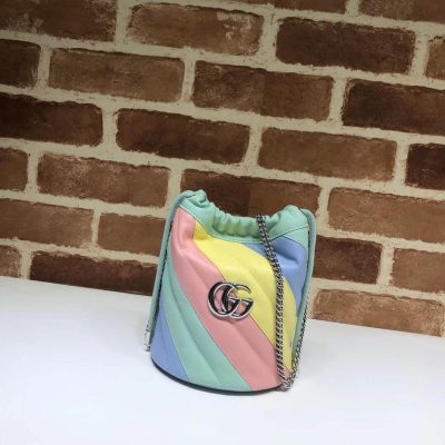 Alternative view of Replica Gucci Gg Marmont Mini Bucket Bag In Pastel And Rainbow 575163