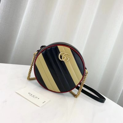 Alternative view of Replica Gucci Gg Marmont Mini Round Shoulder Bag 550154 Beige/Black