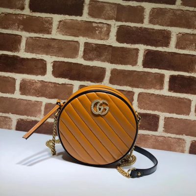 Alternative view of Replica Gucci Gg Marmont Mini Round Shoulder Bag 550154 Cognac