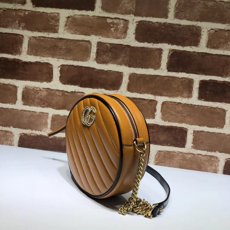 Replica Gucci Gg Marmont Mini Round Shoulder Bag 550154 Cognac - Image 3