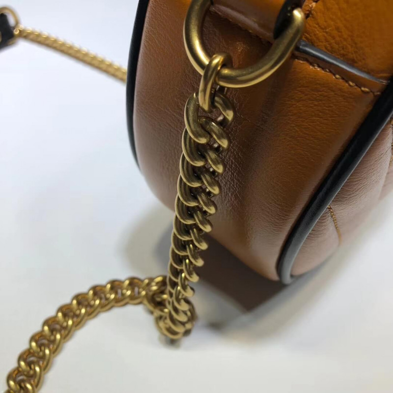 Replica Gucci Gg Marmont Mini Round Shoulder Bag 550154 Cognac - Image 6