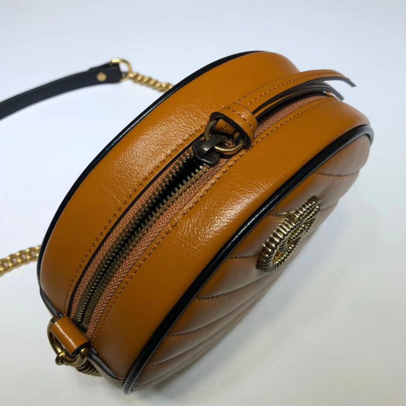 Replica Gucci Gg Marmont Mini Round Shoulder Bag 550154 Cognac - Image 8