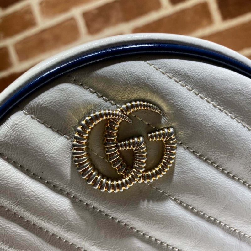 Replica Gucci Gg Marmont Mini Round Shoulder Bag 550154 White - Image 5