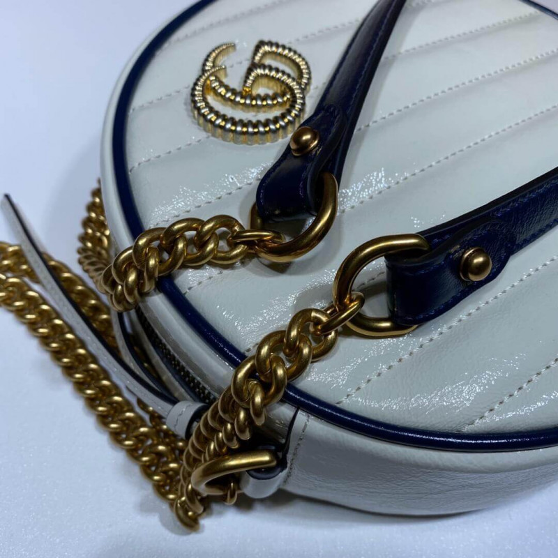Replica Gucci Gg Marmont Mini Round Shoulder Bag 550154 White - Image 7
