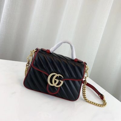 Alternative view of Replica Gucci Gg Marmont Mini Top Handle Bag 583571 Black
