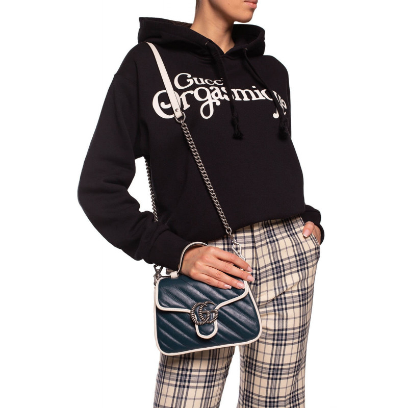 Replica Gucci Gg Marmont Mini Top Handle Bag 583571 Blue - Image 3