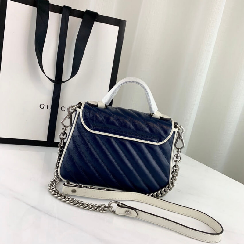 Replica Gucci Gg Marmont Mini Top Handle Bag 583571 Blue - Image 4