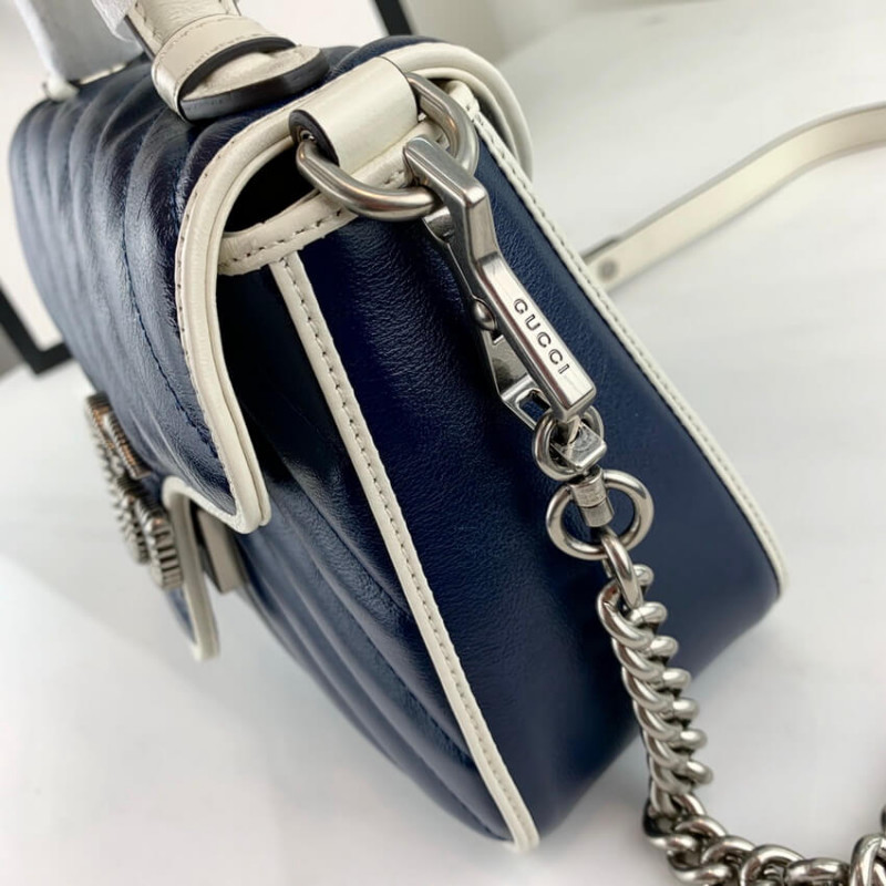 Replica Gucci Gg Marmont Mini Top Handle Bag 583571 Blue - Image 6