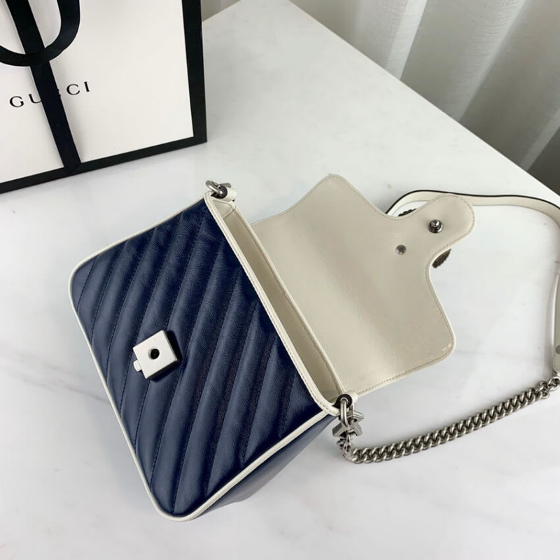 Replica Gucci Gg Marmont Mini Top Handle Bag 583571 Blue - Image 8