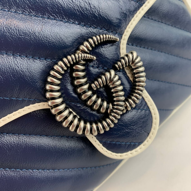 Replica Gucci Gg Marmont Mini Top Handle Bag 583571 Blue - Image 9