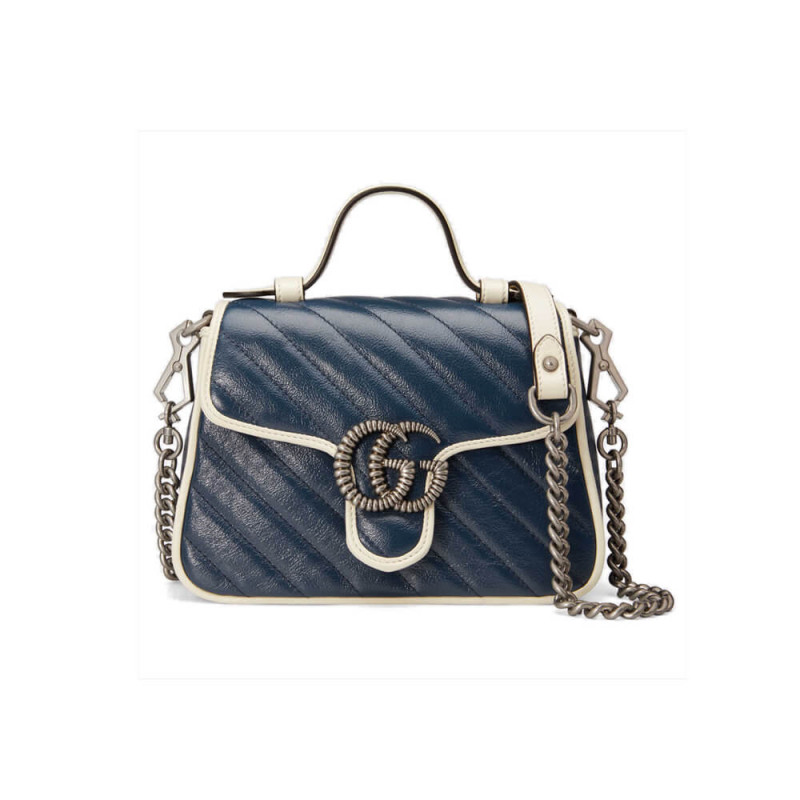 Replica Gucci Gg Marmont Mini Top Handle Bag 583571 Blue