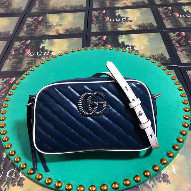Replica Gucci Gg Marmont Small Shoulder Bag 447632 Blue - Image 3