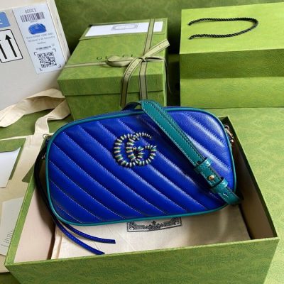 Alternative view of Replica Gucci Gg Marmont Small Shoulder Bag 447632 Blue And Emerald Leather
