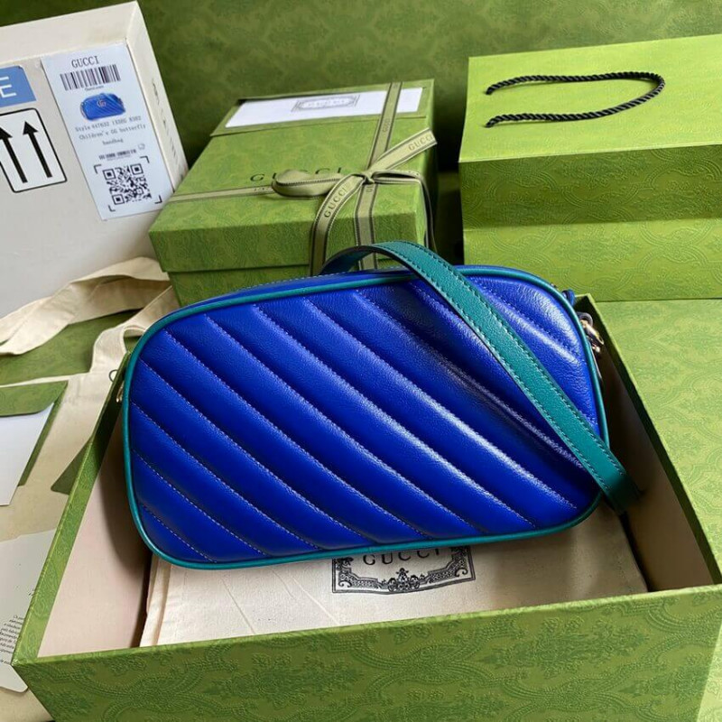 Replica Gucci Gg Marmont Small Shoulder Bag 447632 Blue And Emerald Leather - Image 3