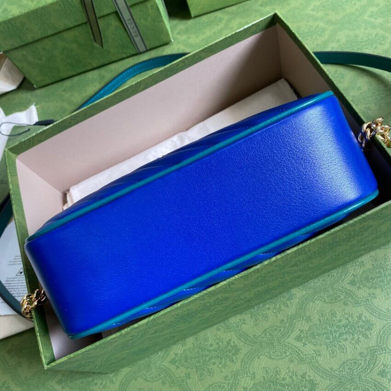 Replica Gucci Gg Marmont Small Shoulder Bag 447632 Blue And Emerald Leather - Image 4