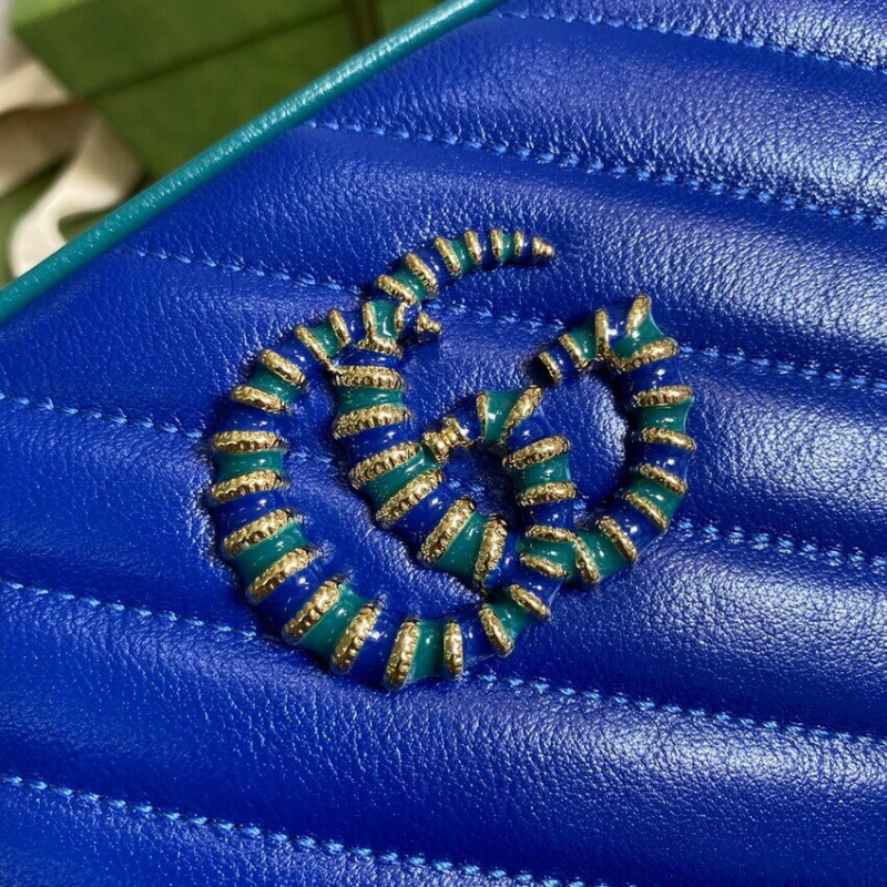 Replica Gucci Gg Marmont Small Shoulder Bag 447632 Blue And Emerald Leather - Image 5