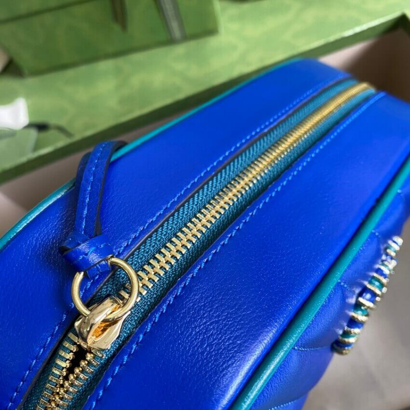 Replica Gucci Gg Marmont Small Shoulder Bag 447632 Blue And Emerald Leather - Image 6