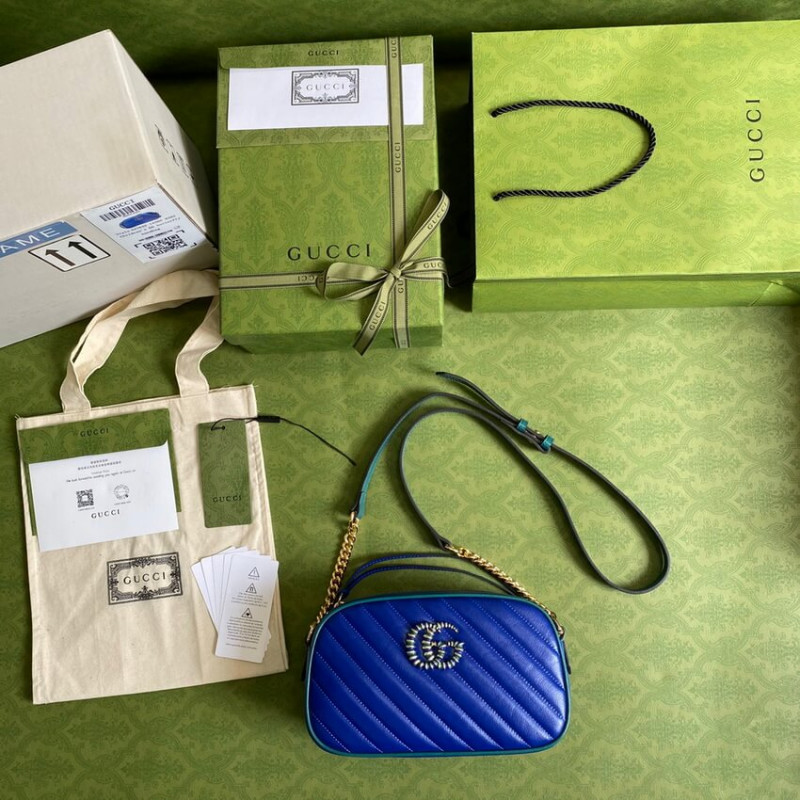 Replica Gucci Gg Marmont Small Shoulder Bag 447632 Blue And Emerald Leather - Image 10
