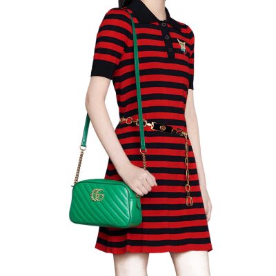 Alternative view of Replica Gucci Gg Marmont Small Shoulder Bag 447632 Green And Emerald Leather