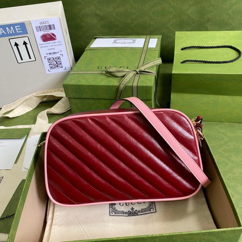Replica Gucci Gg Marmont Small Shoulder Bag 447632 Red And Emerald Leather - Image 4