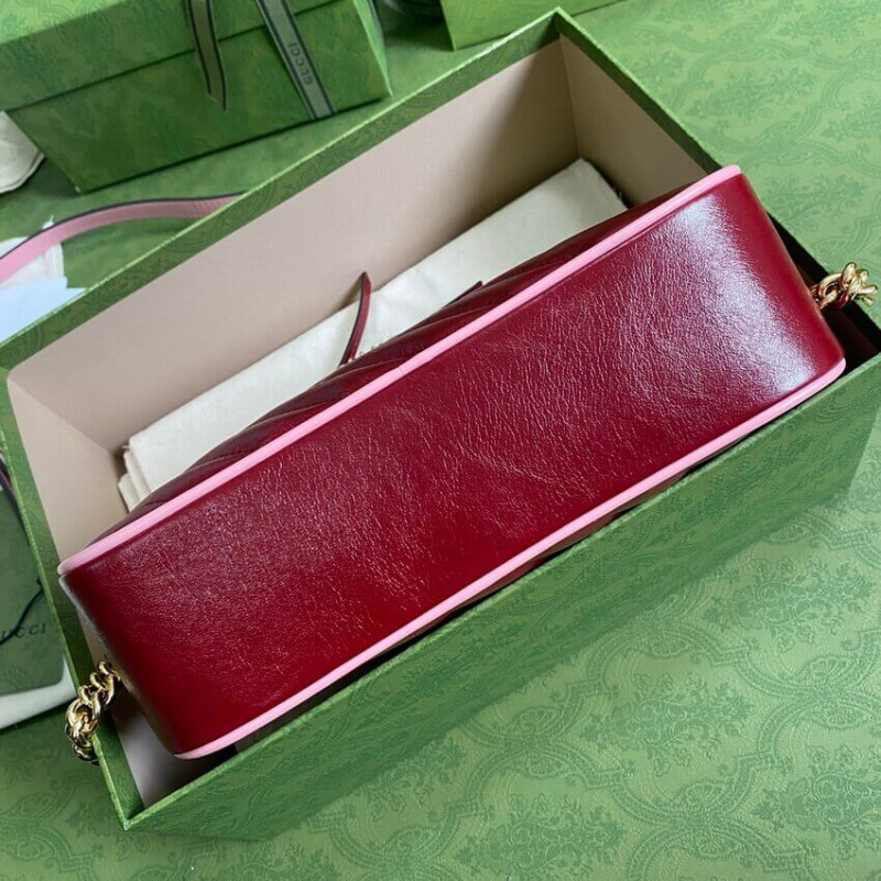 Replica Gucci Gg Marmont Small Shoulder Bag 447632 Red And Emerald Leather - Image 5
