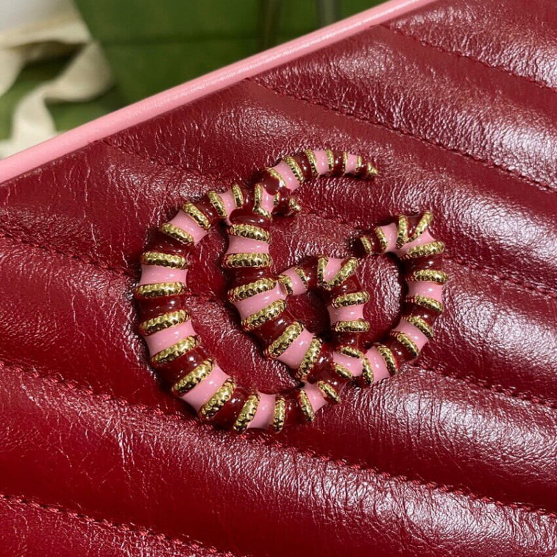 Replica Gucci Gg Marmont Small Shoulder Bag 447632 Red And Emerald Leather - Image 6