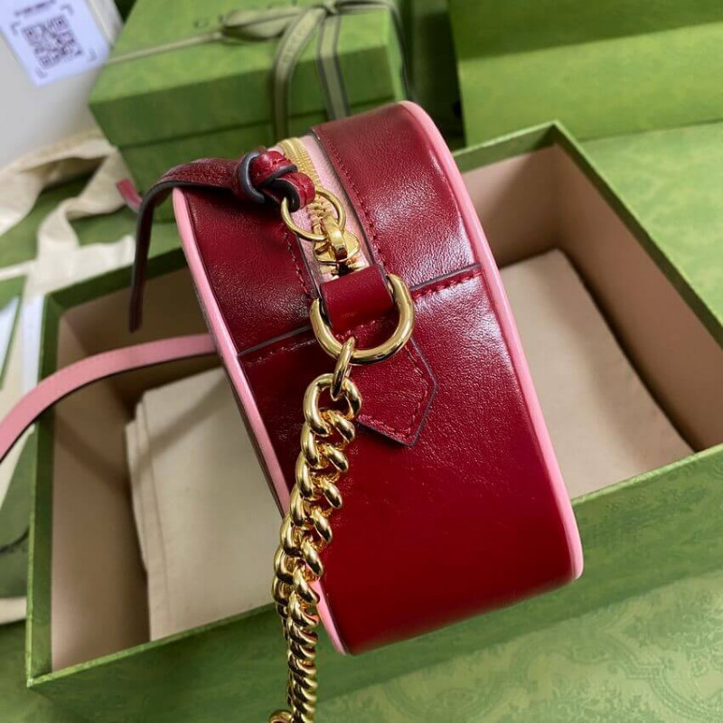 Replica Gucci Gg Marmont Small Shoulder Bag 447632 Red And Emerald Leather - Image 7