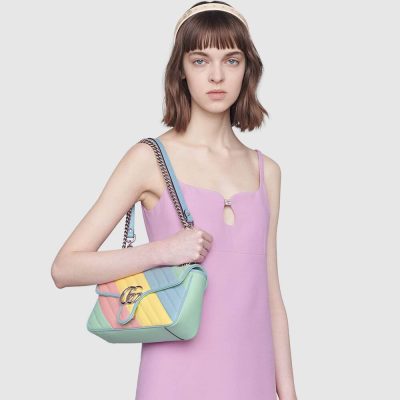 Alternative view of Replica Gucci Gg Marmont Small Shoulder Bag In Pastel And Rainbow 443497