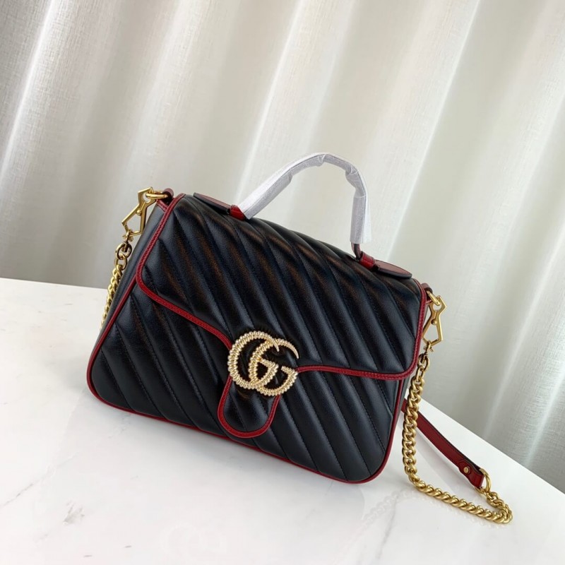 Replica Gucci Gg Marmont Small Top Handle Bag 498110 Black - Image 2