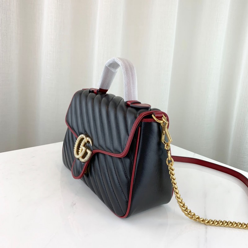 Replica Gucci Gg Marmont Small Top Handle Bag 498110 Black - Image 3