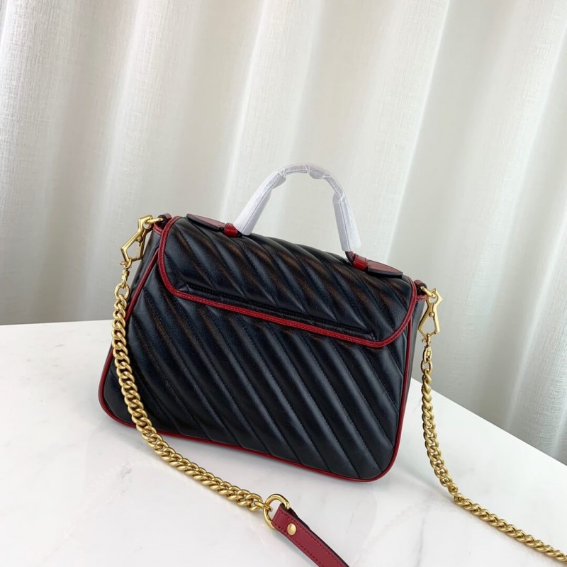 Replica Gucci Gg Marmont Small Top Handle Bag 498110 Black - Image 4