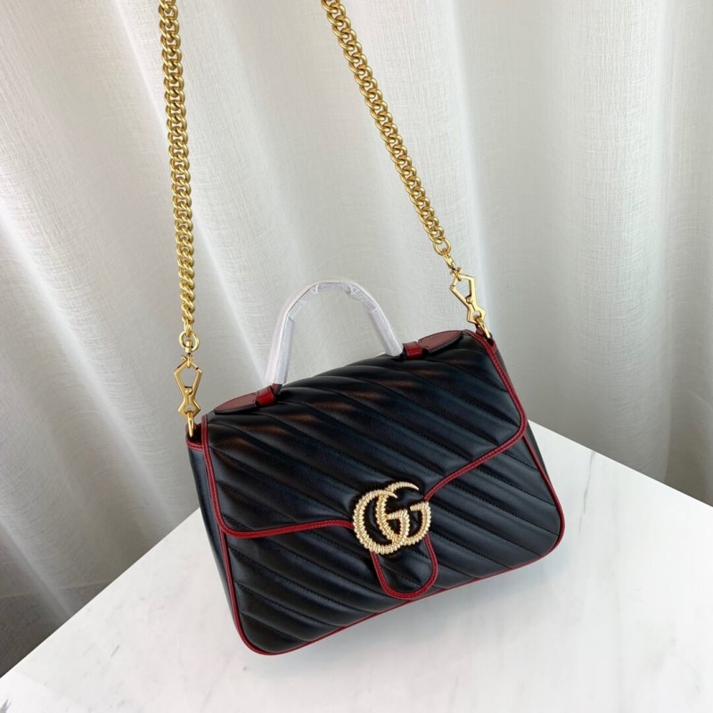 Replica Gucci Gg Marmont Small Top Handle Bag 498110 Black - Image 6