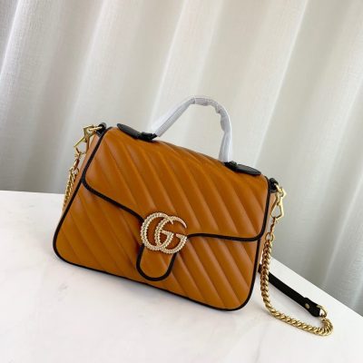 Alternative view of Replica Gucci Gg Marmont Small Top Handle Bag 498110 Cognac