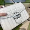 Best Replicas Bags - Gucci GG Marmont White Matelasse Leather Mini Top Handle Bag 583571 Top Quality Louis Vuitton LV Replica Bags On Sales