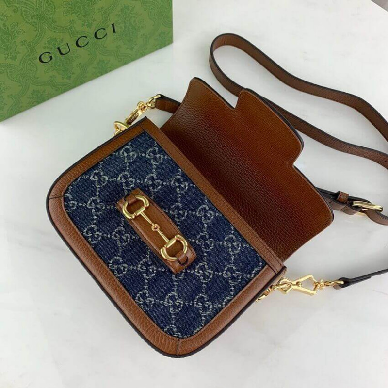 Replica Gucci Horsebit 1955 Denim Mini Bag 658574 - Image 5