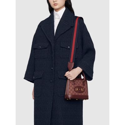 Alternative view of Replica Gucci Horsebit 1955 Gg Mini Bag 677212 In Burgundy Gg Canvas