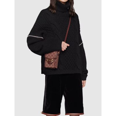 Alternative view of Replica Gucci Horsebit 1955 Mini Bag 625615 In Burgundy Gg Canvas