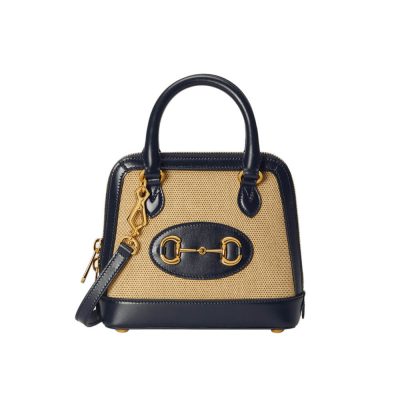 Replica Gucci Horsebit 1955 Mini Top Handle Bag 640716 In Beige Canvas