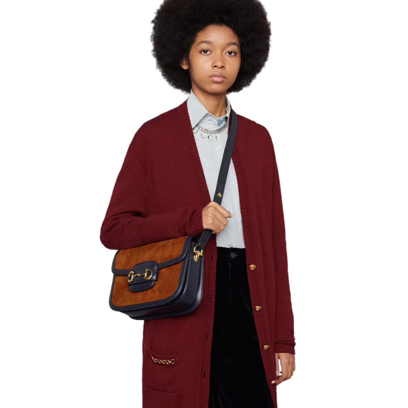 Replica Gucci Horsebit 1955 Small Bag 602204 Brown Corduroy - Image 3