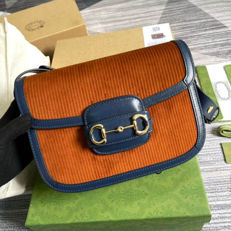 Replica Gucci Horsebit 1955 Small Bag 602204 Brown Corduroy - Image 4