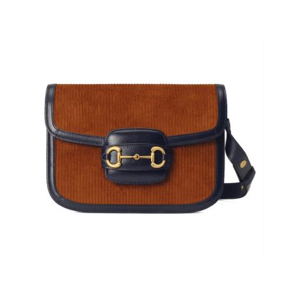 Replica Gucci Horsebit 1955 Small Bag 602204 Brown Corduroy