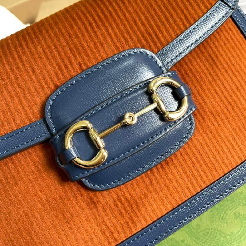 Replica Gucci Horsebit 1955 Small Bag 602204 Brown Corduroy - Image 8