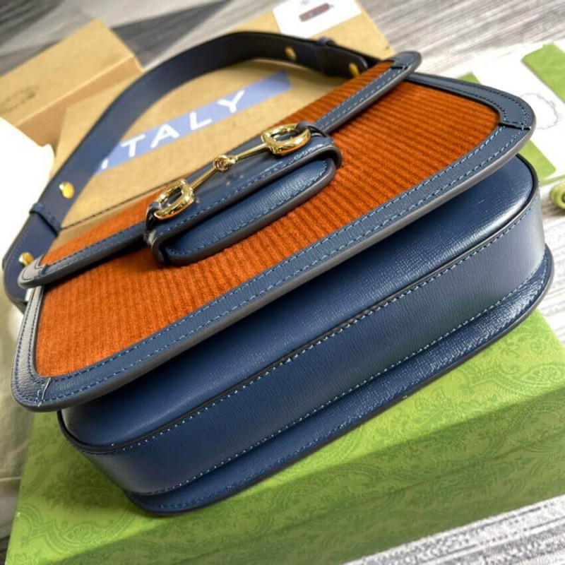 Replica Gucci Horsebit 1955 Small Bag 602204 Brown Corduroy - Image 9