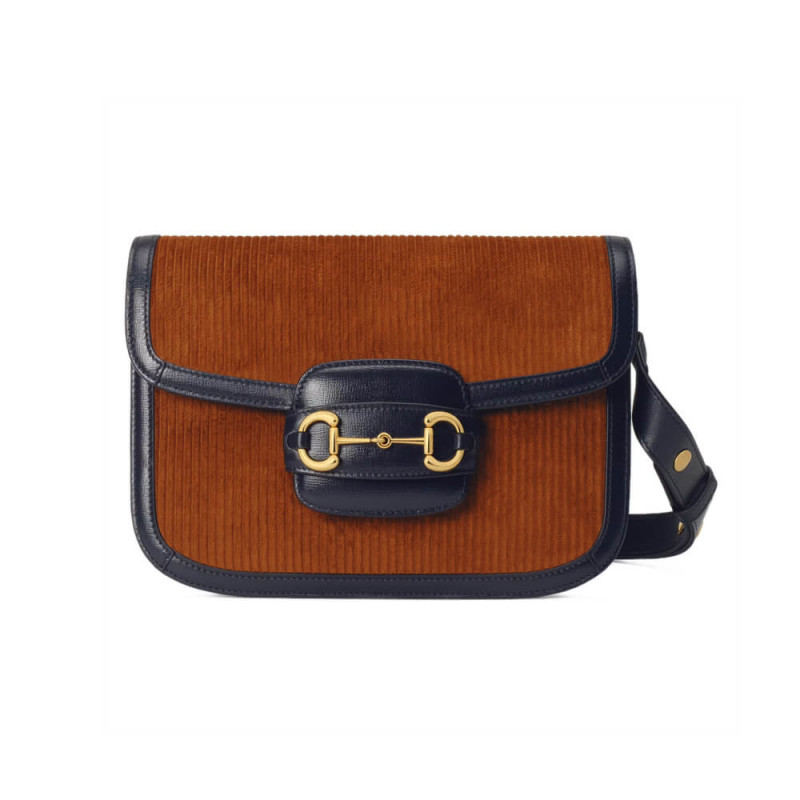 Replica Gucci Horsebit 1955 Small Bag 602204 Brown Corduroy