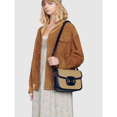 Alternative view of Replica Gucci Horsebit 1955 Small Bag 602204 In Beige Canvas